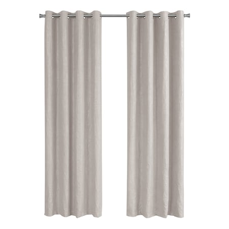 Monarch Specialties Curtain Panel Set, 54"W X 95"L, Grommet, Living Room, Bedroom, Kitchen, Micro Suede, Beige, PK2 I 9818